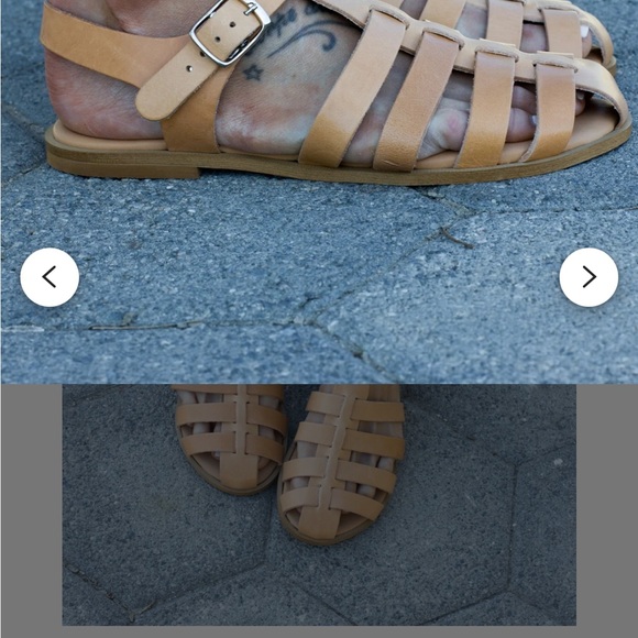 Tan/Peach Leather Fisherman Sandals - Picture 4 of 11
